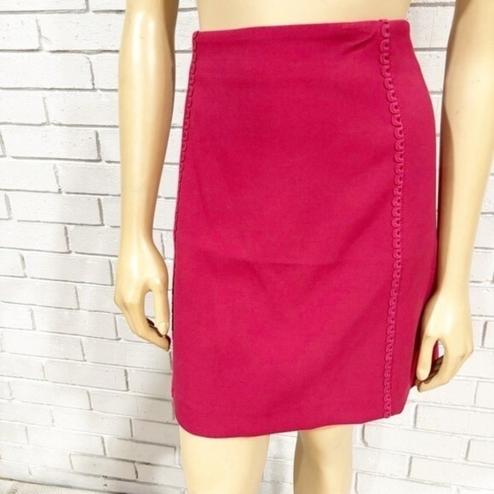 LOFT Magenta Pink Scalloped Trim Mini Skirt Preppy Collegiate NWT 14